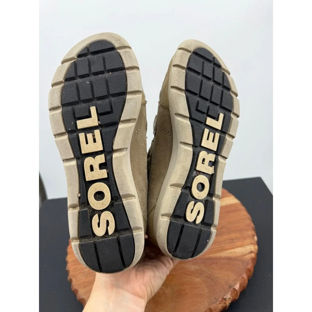 Sorel Explorer Joan felt Waterproof Boot Women 8.5 Khaki Suede Felt NL3423-297